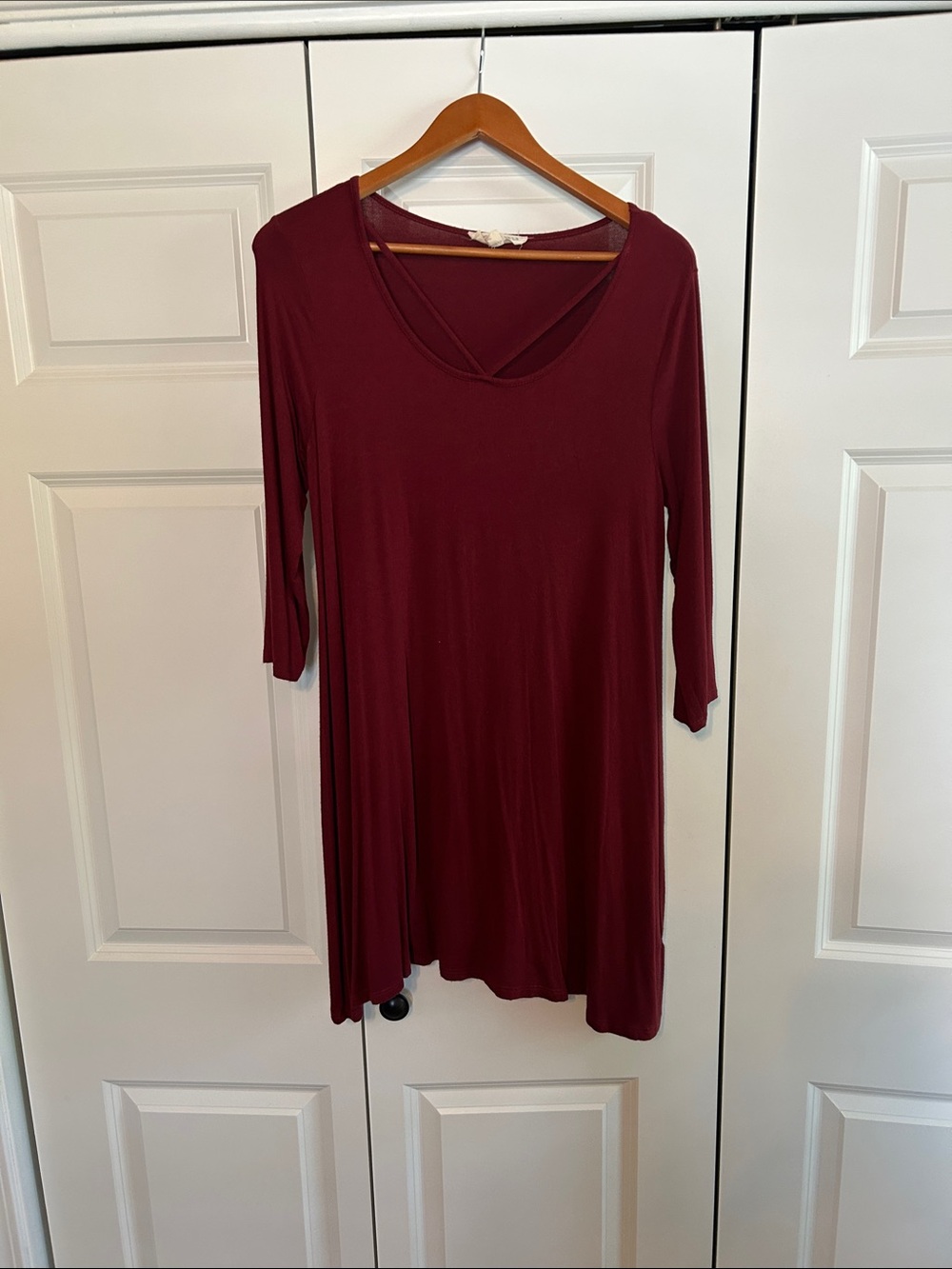 Pink Rose Burgundy 3/4 Sleeve Swing Tunic